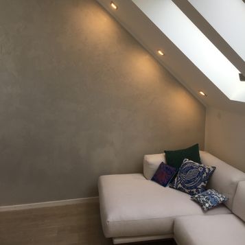 Wohnzimmer Betonoptik gespachtelt